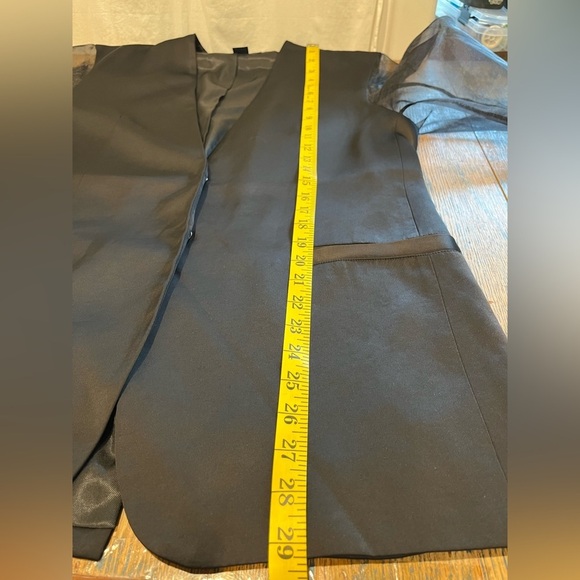 🖤 FRENCH CONNECTION – Black Sheer Sleeve Blazer 10 - Picture 8 of 9